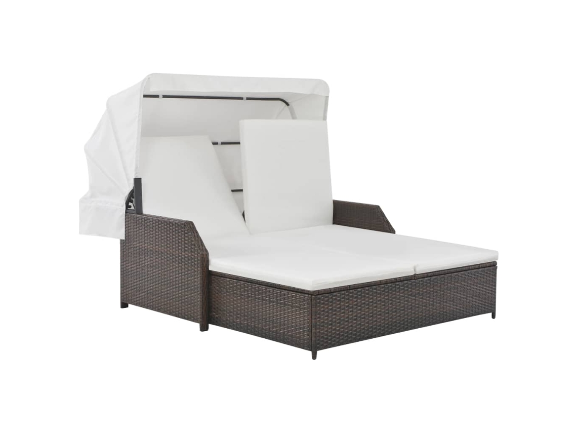 Maison Exclusive - Espreguiçadeira Com Toldo Para 2 Pessoas Vime Pe Castanho
