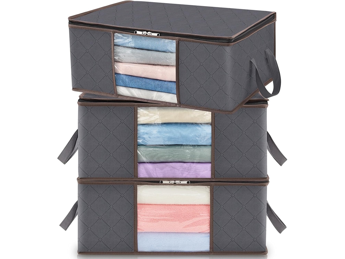 Bolsa Roupas 35l X3 com Janela e Alça Reforçada, Cinza ZYBLSSBB