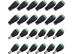 Adaptador Balun Macho/fêmea Conector Dc 12v Para Tomada, Utilizado Em Monitores De Vídeo, Câmeras De Cftv E Fitas De Led Aquaforge (2,1 X 5,5 Mm)