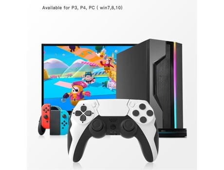 Comando Wireless Bluetooth Ecenlen Dupla Vibração 6 Eixos para Ps4 Ps3 Pc Branco