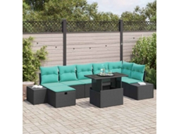 Vidaxl Conjunto De Sofá De Jardim 8 Unid. Vime Pe
