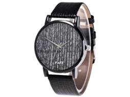 Relógio de quartzo com pulseira de couro PU, mostrador redondo moderno, pulseira para casal, preto