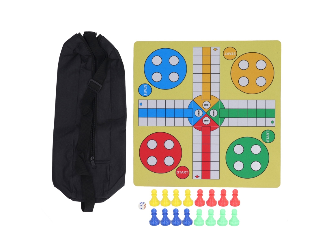 Jogo De Tabuleiro Ludo Com Tabuleiro Plegável E Rolável 16 Peças E Dado Para Crianças E Adultos