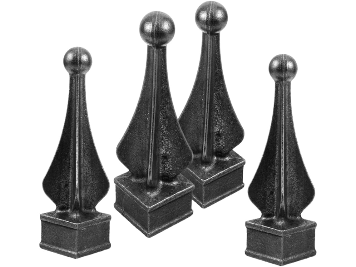 Conjunto de 4 Ponteiras Forjadas para Decoração de Cercas em Estilo Europeu, Ideais para Jardins, Quintais e Gramados. SFUSHOS