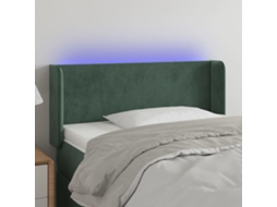 Cabecero con luces LED, terciopelo, 93x16x78/88 cm, verde oscuro