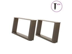 Vidaxl Pés Para Mesa De Centro Em Formato De U, 2 Peças, Aço Natural, 60x(30-31) Cm, Aço