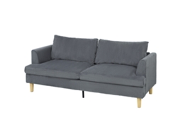 Sofá De 3 Lugares Revestido Em Veludo Almofadas Espessas Com Molas Assento Largo 2 188x80x86 Cm Cinzento Escuro