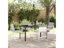 Conjunto De Jantar De Jardim De 5 Peças Com Almofadas Brancas Textilene E Aço Lovely Home