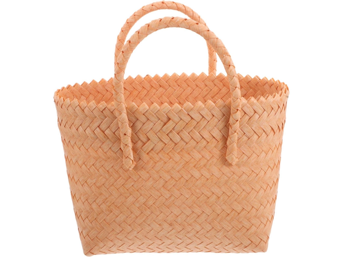Sacola De Praia De Plástico Trançado, Reutilizável E Elegante Para Compras, Com Design Minimalista.