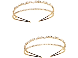 Conjunto De 2 Tiaras Douradas Elegantes Para Noivas - Acessório De Cabelo Perfeito Para Eventos Especiais.