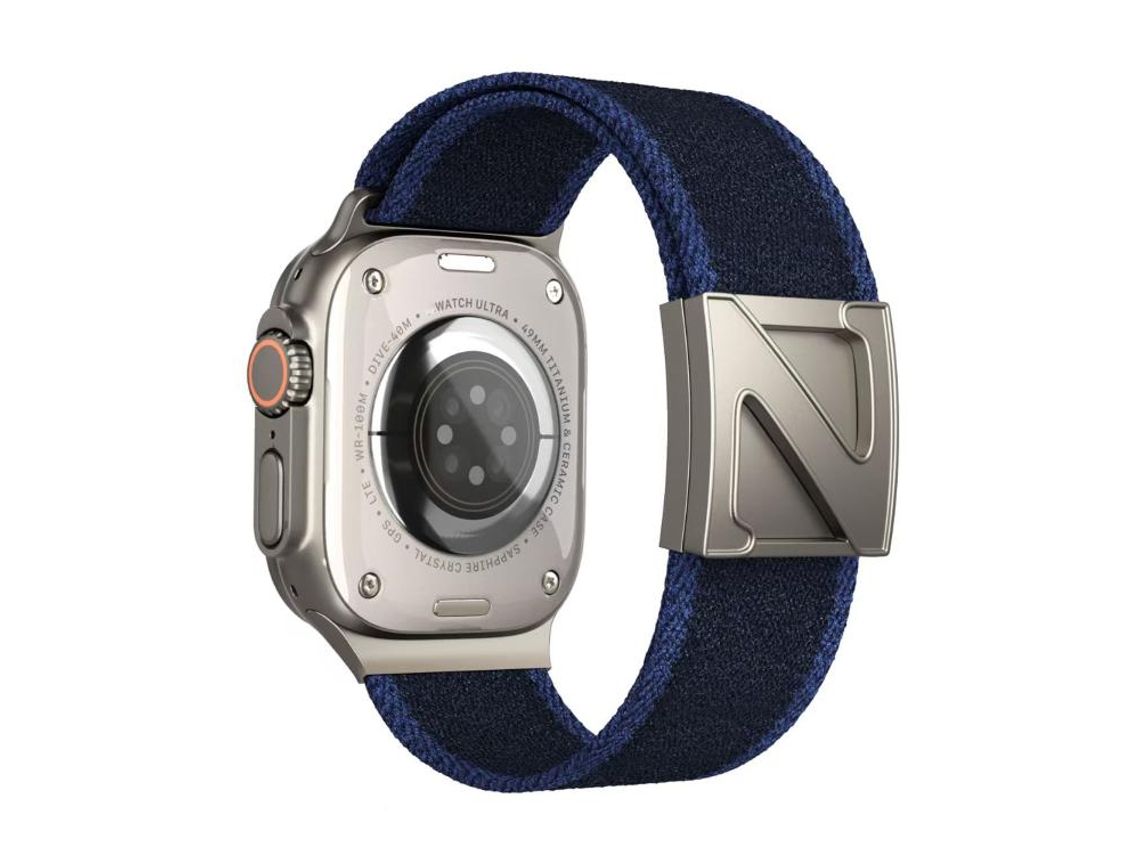Bracelete para Apple Watch 44/45/46/49mm nylon bicolor com fecho magnético em formato Z azul escuro e azul claro XIAOMOYU