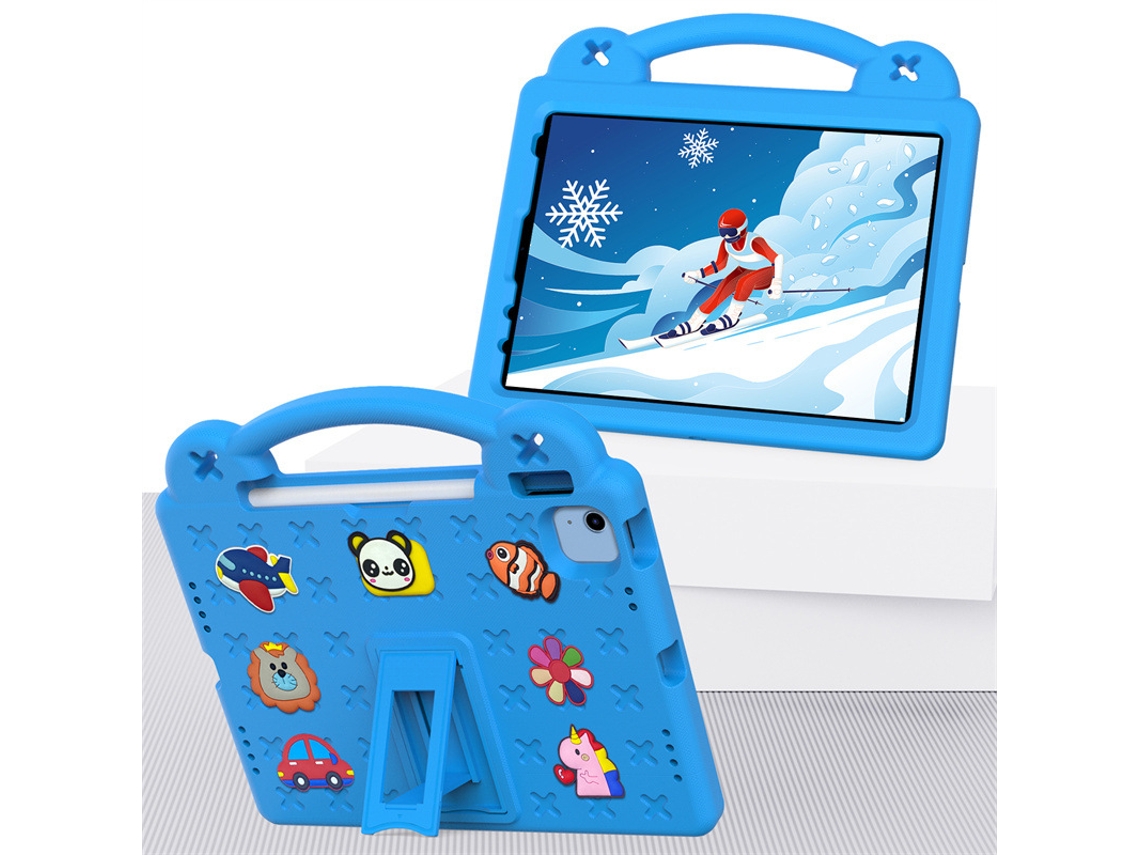 Capa Infantil Para Ipad 10.2 Com Suporte, Porta Canetas E Alça Azul Sfushos (2019/2020/2021)