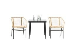 Vidaxl Conjunto Jantar Jardim 3 Peças Vidro Vime Pe Castanho
