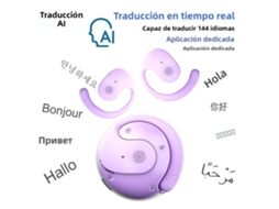 (ai Purple) Fones De Ouvido Sem Fio, Equipados Com Tradutor De Ia Para 144 Idiomas, À Prova D'água E Com Bluetooth 5.3 Estéreo.