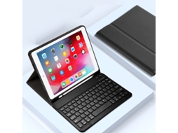 Capa de Teclado Bluetooth para Ipad Mini2 Capa Protetora em Tecido com Compartimento para Caneta ,português, Preto XIAOMOYU