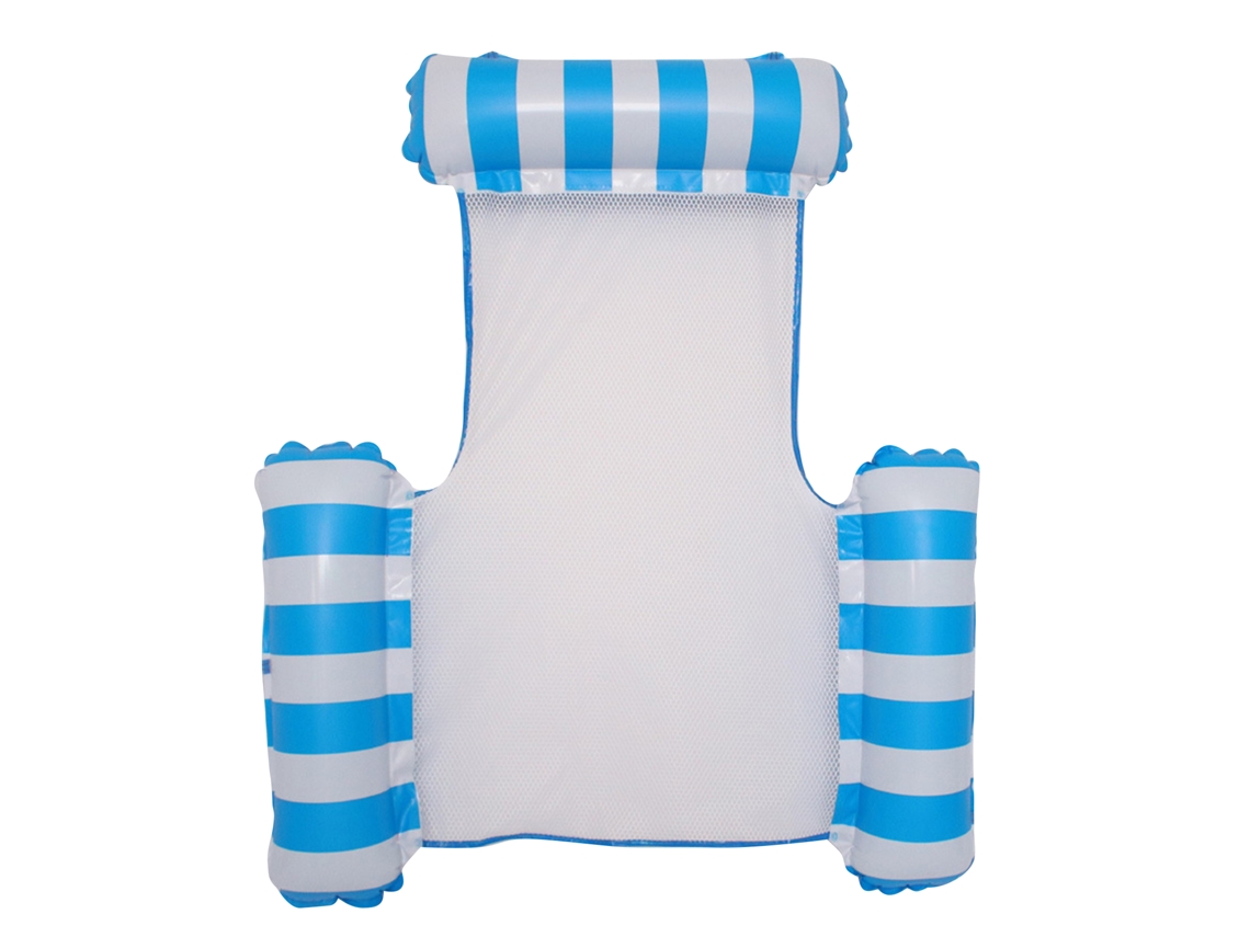 COLCHÓN flutuante inflável hamaca plegable riscado em forma de U para piscina, azul claro