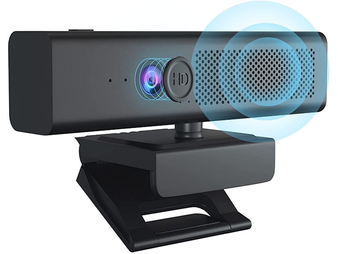 Webcam 3 em 1 1080P Full Hd com Alto-Falantes + 4 Microfones de Redução Ruído Estéreo Proteção Privacidade Dupla UISAVE