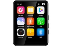 Reprodutor de MP3/MP4, tela Bluetooth de 1 polegada, alto-falante, tela totalmente sensível ao toque, suporte para cartão de expansão integrado de 2,4 polegadas.