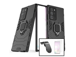 Kit Película Vidro Nano Curved UV + Capa 3X1 Military Defender + Suporte Magnético L Safe Driving para Carro Samsung Galaxy Note 20 Ultra 5G