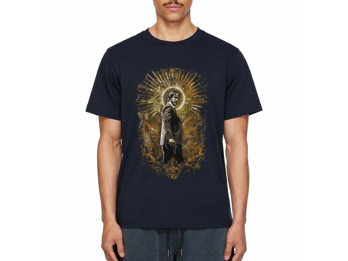 Rockinstone John Wick Gold Halo Navy Adult T-shirt Size:xxxl