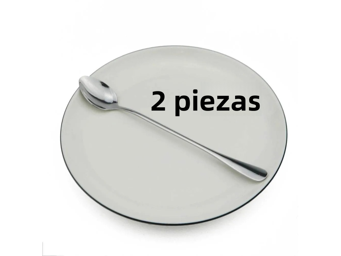 Colheres Compridas de Aço Inoxidável Coloridas, com Cabo, 15 Cm de Comprimento, na Cor Prata. MDUG (2)