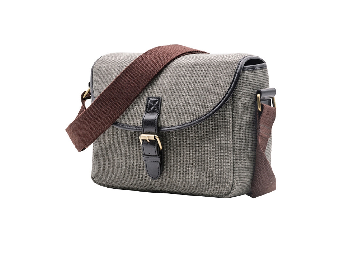 Bolsa De Cámara De Cuero Con Aceite De Cera Retro Portátil Resistente Al Desgaste Y Delicada Bolsa Messenger Gris