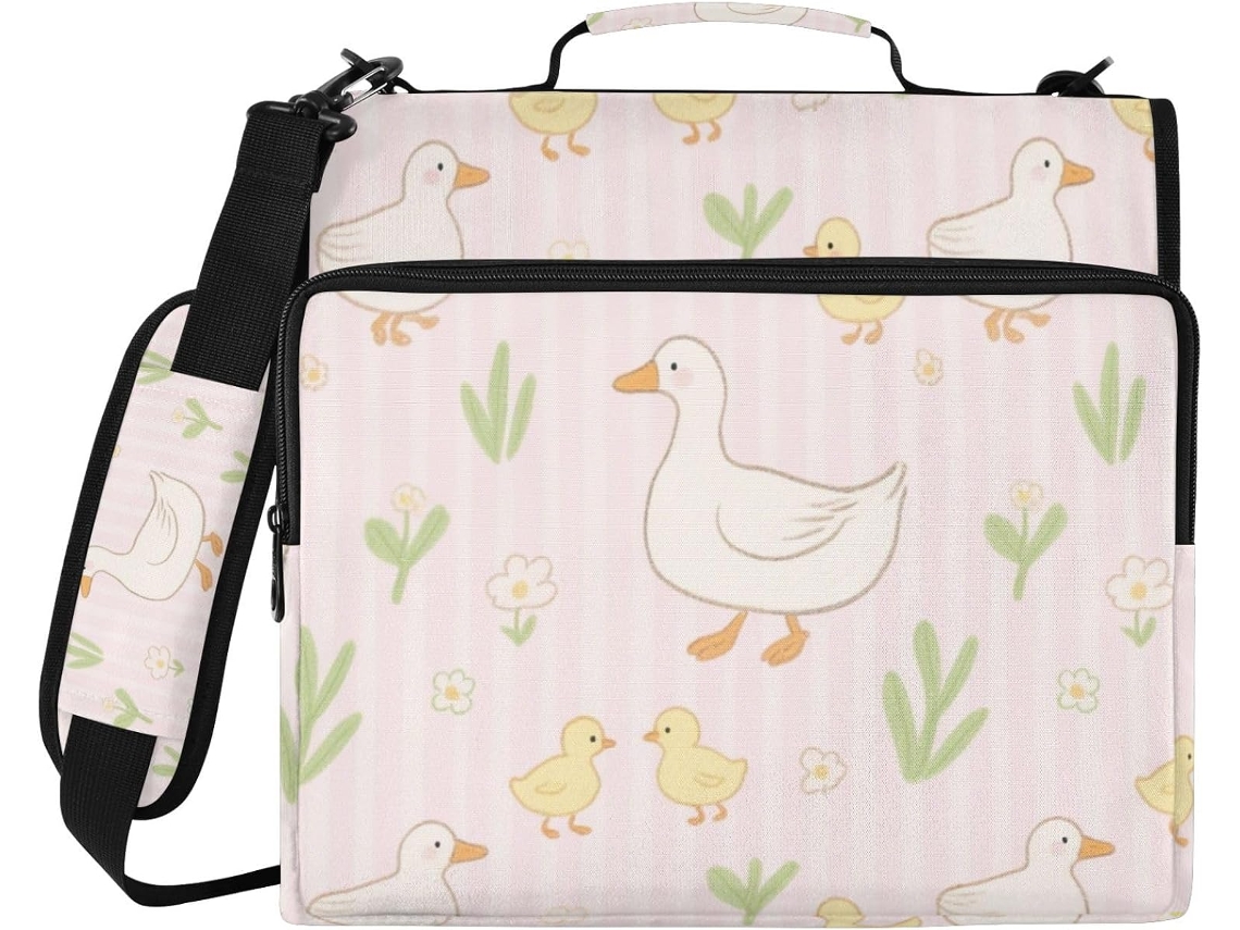Pasta Organizadora De 3 Argolas Com Alça E Ombro Removível, Com Vários Bolsos, Pasta Portátil Escola