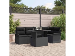 Vidaxl Conjunto De Sofá De Jardim 6 Unid. Preto Vime Pe