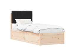 Estrutura de Cama com Cabeceira Estofada Preto 75x190 cm MAISON EXCLUSIVE