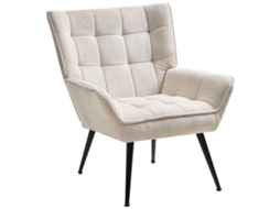 Poltrona BELIANI Bellingmo de Tecido Creme Claro 75x60x85