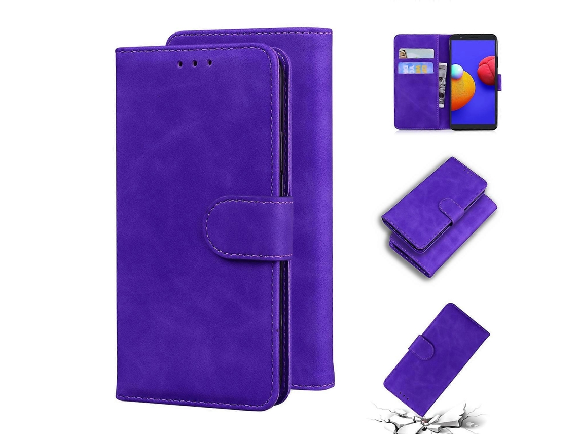 Capa De Celular Flip Em Couro Sintético Com Toque Suave E Cor Pura Para Samsung Galaxy A01 Core / M01 Core