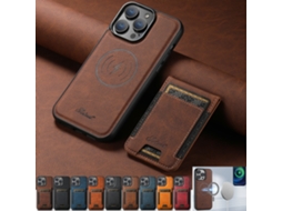 Capa Protetora Magnética De Couro Para Iphone 14 Plus (furo Fino) Cinza Grafite