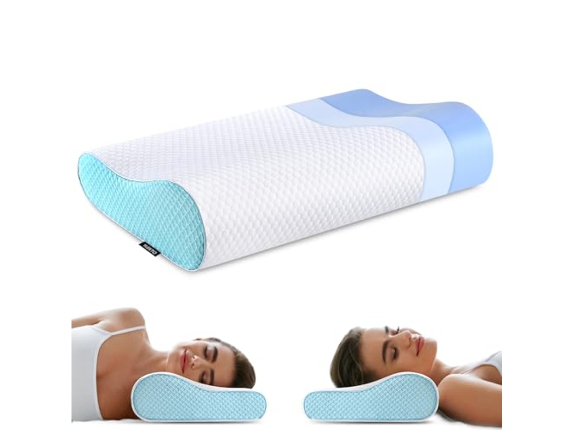 Almofadas de Espuma Viscoelástica, Almofada Cervical Ergonómica para Dormir, Almofada Ortopédica Anatómica Branco BESTVITE