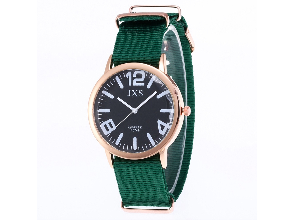 Reloj De Pulsera De Nylon Para Mujer Y Hombre Estudiante De Moda Cuarzo J56(verde)
