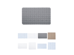 Alfombra De Baño Antideslizante Suave Y Acolchada - Estera Resistente Con Ventosas Para El Baño O Ducha Gris - Cuadrado 68x36 Cm