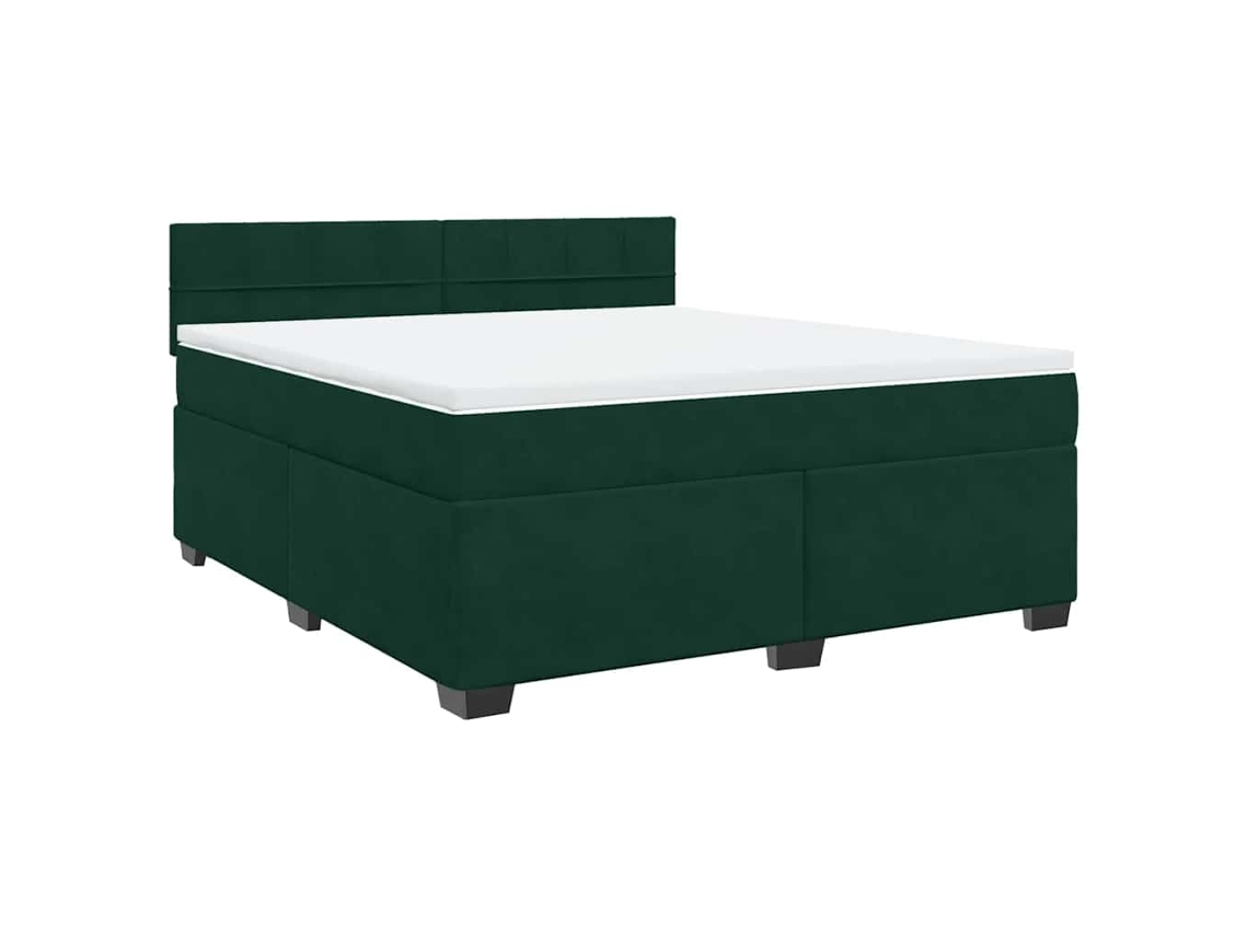 Cama com Molas/colchão 180x200 Cm Veludo Verde escuro MAISON EXCLUSIVE