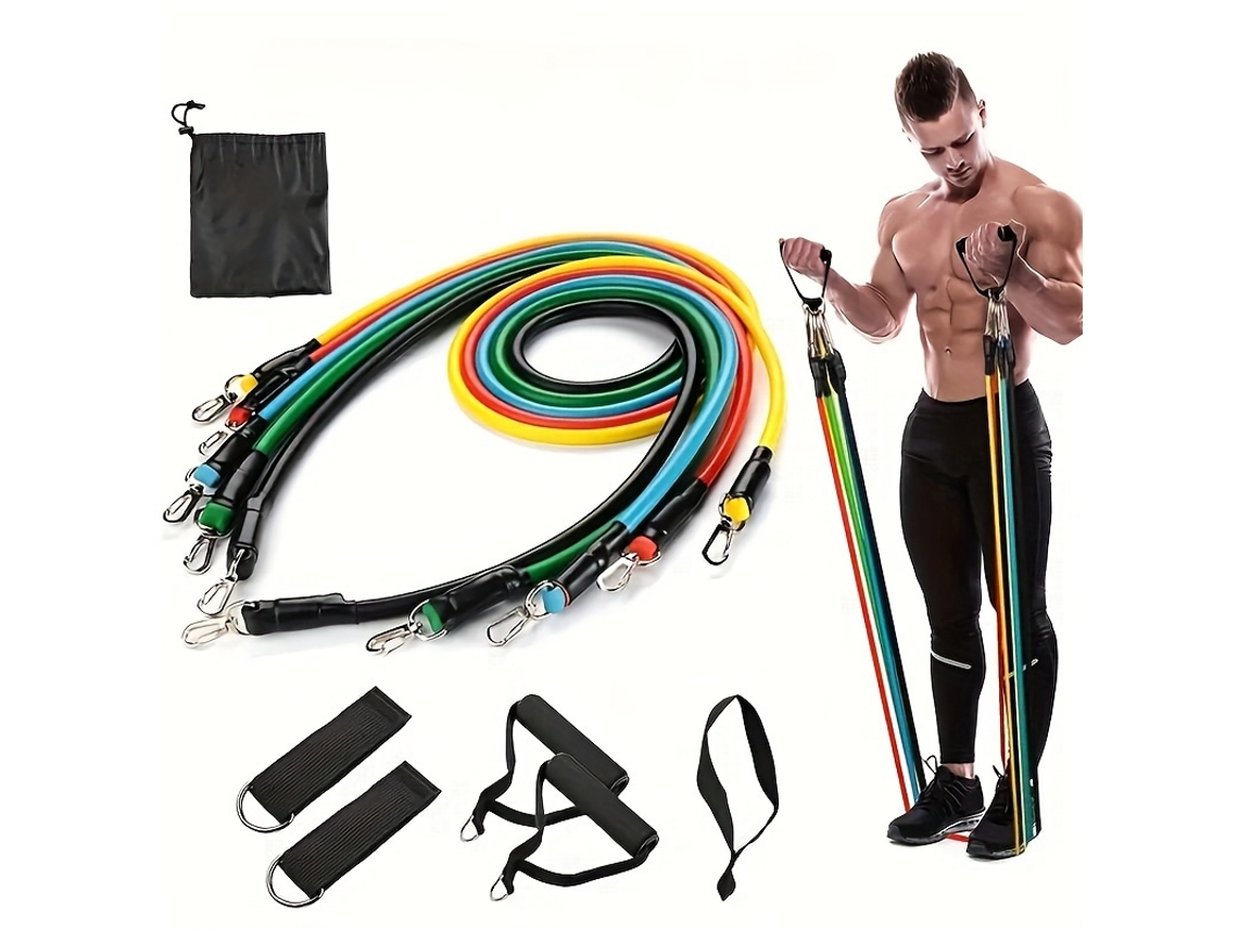 Faixas de resistência Gertiz TPE de 11 peças, faixas de resistência multifuncionais para treinamento de resistência, fisioterapia, equipamentos de ginástica