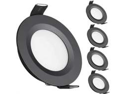 Omni 4 Focos Embutidos Led 12v 3w 3200k Luz Branca Quente 58 65mm para Autocaravana Barco Caravana Van Iate Preto