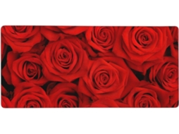 Mousepad Grande para Computador com Estampa de Rosas Vermelhas, Base Borracha Antiderrapante, 40 X 90 Cm