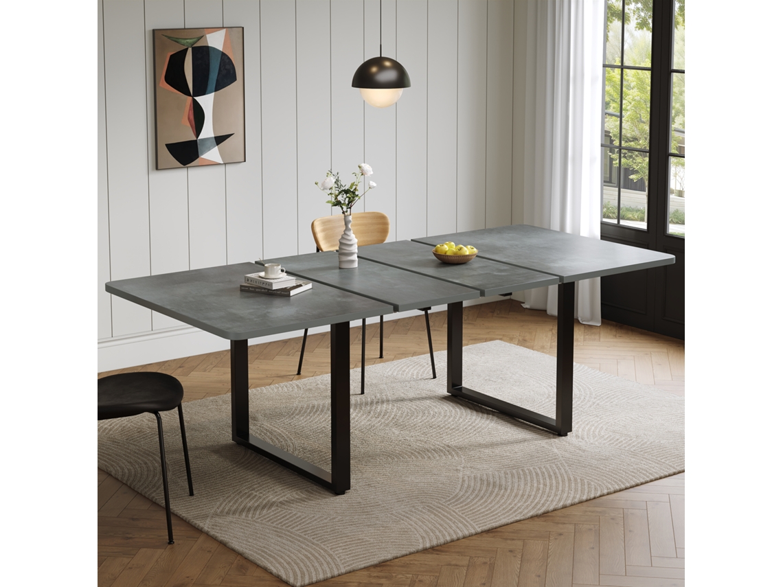 Mesa Jantar Extensível Três Medidas 140/180/220*90cm, Ideal Para Salas Jantar E Cozinhas Amplas