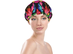 Touca De Banho Feminina, Reutilizável, Impermeável, Dupla Camada, Com Elástico, Ideal Para Cabelos Longos, Com Bordado