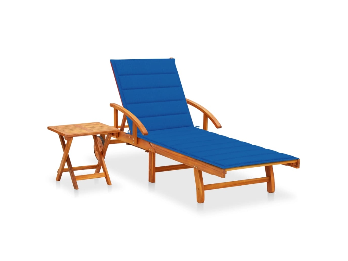 Sunlounger With Table, Sunloungers With Tables Vidaxl Azul Madeira De Acácia (n/a)