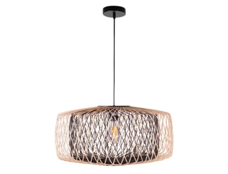 Suspensão Bamboo D.59Cm 1Xe27 em Bambu de Cor Preta e Natural FERRIMEX