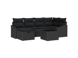 Conjunto 7 Conjunto De Sofá De Jardim Vidaxl Preto Vime Pe