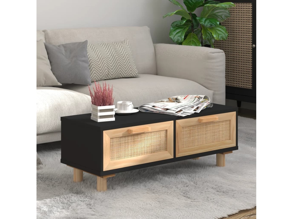 Vidaxl Mesa De Centro 80x40x30 Cm Derivados Madeira Pinho Maciço Preto