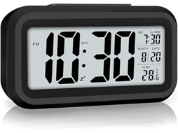 Despertador digital, relógio digital LED com visor de temperatura,