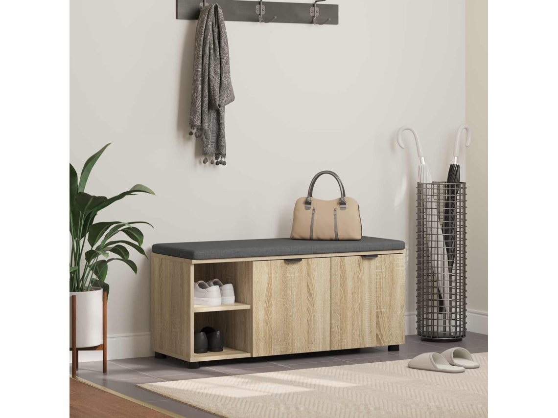 Vidaxl Banco De Hall Com Almofada Carvalho Sonoma 100 X 38 X 46 Cm