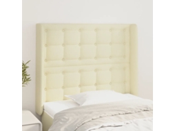 Vidaxl Cabeceira Cama C/ Abas Couro Artificial 93x16x118/12 Cm Creme