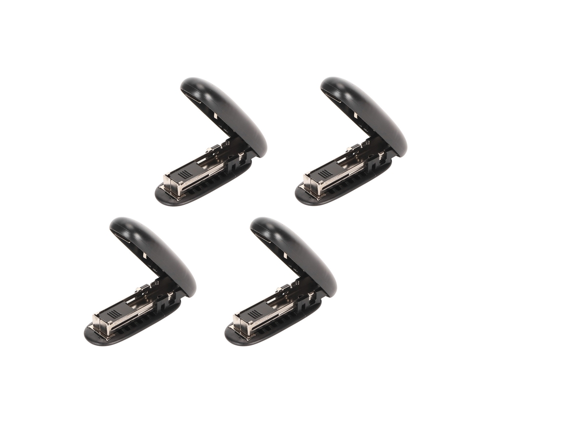 4 Mini Grampeadoras Multiusos, Capacidade De 2 A 15 Folhas, Dobráveis, Para Escritório E Escola, Cor Preta, Pequenas, Manuais E De Mesa.