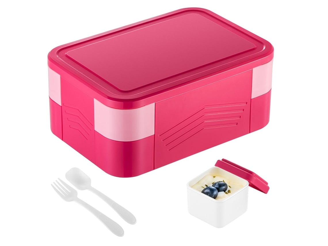 Lancheira Bento À Prova De Vazamentos Para Adultos Rosa Vermelha-1550ml*